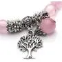 Top Plaza Stretch Rose Quartz Tree of Life Lucky Stone Bracelet Reiki Healing Crystal Gemstone Dangle Charms Pendant Birthstone Bracelet(6.2'')