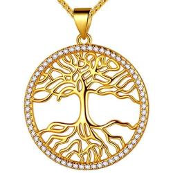 Beautlace Tree of Life Necklace Silver/18K Gold/Black Gun Plated Family Trees Pendant Charm Jewelry Gifts for Men/Women Girls