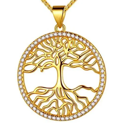 Beautlace Tree of Life Necklace Silver/18K Gold/Black Gun Plated Family Trees Pendant Charm Jewelry Gifts for Men/Women Girls