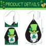 12 Pairs St Patricks Day Faux Leather Earrings Gnome Shamrock Earrings Lightweight Clover Drop Teardrop Earrings Set for Women Girls Saint Pattys Day