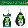 12 Pairs St Patricks Day Faux Leather Earrings Gnome Shamrock Earrings Lightweight Clover Drop Teardrop Earrings Set for Women Girls Saint Pattys Day