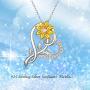 925 Sterling Silver Heart Shape Flower Necklace Collections Sunflower Sunshine Necklace Rose Pendant Necklace Jewelry For Women Girls for Her Birthday Christmas Gifts