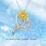 925 Sterling Silver Heart Shape Flower Necklace Collections Sunflower Sunshine Necklace Rose Pendant Necklace Jewelry For Women Girls for Her Birthday Christmas Gifts