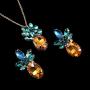 Sparkling Yellow Emerald Crystal Vintage Trendy Fruit Pineapple Earrings Stud Necklace Jewelry Sets For Women Girls (pineapple earring)