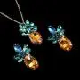 Sparkling Yellow Emerald Crystal Vintage Trendy Fruit Pineapple Earrings Stud Necklace Jewelry Sets For Women Girls (pineapple earring)