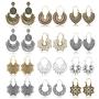 Subiceto 12 Pairs Vintage Mandala Flower Gypsy Drop Dangle Statement Earrings for Women Boho Retro Tribal Hollow Earrings Jewelry Set