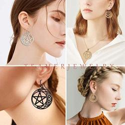 TEAMER Celtic Knot Dangle Earrings Stainless Steel Vintage Statement Amulet Wiccan Jewelry for Women