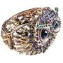 Alilang Owl Face Bracelet Antique Bird Crystal Rhinestone Costume Cuff Bangle