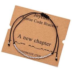 Joycuff Morse Code Bracelets for Women Funny Inspirational Gifts for Her Mom Daughter Sister Best Friend Adjustable Wrap Jewelry