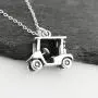 Sterling Silver 3D Golf Cart Charm Necklace, 18'' Cable Chain