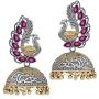 Aheli Dual Tone Oxidized Peacock Design Crafted Jhumka Jhumki Earrings Indian Fashion Jewelry for Women Girls