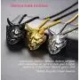 U7 Men Gothic Jewelry Stainless Steel Silver Black Evil Demon Horn Skull Pendant Necklace