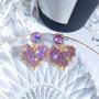 D.Rosse Chic Gold Red Crystal Love Heart Shaped Stud Earrings Charm Shining Purple Rhinestone Leaf Dangle Drop Earrings Valentines Day Jewelry Gifts For Women Girls