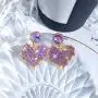 D.Rosse Chic Gold Red Crystal Love Heart Shaped Stud Earrings Charm Shining Purple Rhinestone Leaf Dangle Drop Earrings Valentines Day Jewelry Gifts For Women Girls