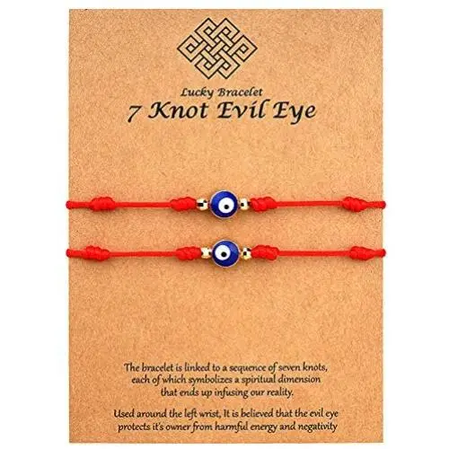 XINSITE Upgraded 7 Knots Evil Eye Bracelet Adjustable Lucky Red String Bracelet Set Kabbalah Protection Friendship Wish Bracelets for Women Men Boy Girl Him Her BFF Friend Gifts with Message Card XINSITE Upgraded 7 Knots Evil Eye Bracelet Adjustable Lucky Red String Bracelet Set Kabbalah Protection Friendship Wish Bracelets for Women Men Boy Girl Him Her BFF Friend Gifts with Message Card