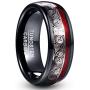 VAKKI 8mm Black Dome Tungsten Carbide Ring with Celtic Spiral and Red Guitar String Comfort Fit Size 7-12.5