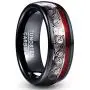 VAKKI 8mm Black Dome Tungsten Carbide Ring with Celtic Spiral and Red Guitar String Comfort Fit Size 7-12.5 VAKKI 8mm Black Dome Tungsten Carbide Ring with Celtic Spiral and Red Guitar String Comfort Fit Size 7-12.5