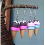 DAMLENG 2 Pairs Unique Cute 3D Soft Clay Ice Cream Dangle Drop Earrings Set for Women Girls Statement Handmade Kawaii Food Cone Candy Earrings Jewelry