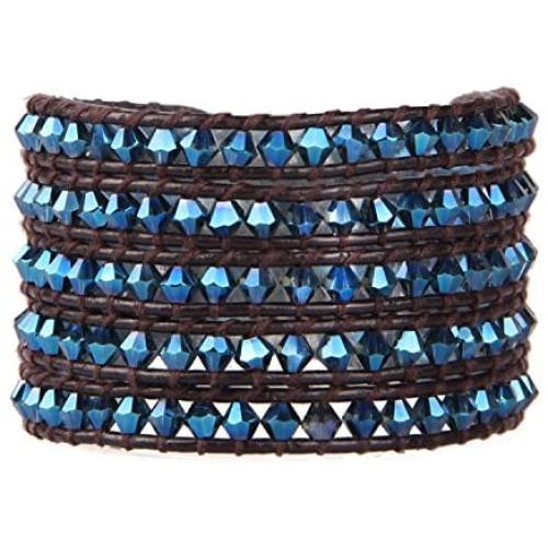 KELITCH Women Lavender Crystal Beads 5 Wrap Bracelet Handmade Exclusive Women Gifts