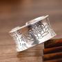 999 Sterling Silver Ring Men Ring Vintage Opening Adjustable Female Women Rings Silver Buddhist Heart Sutra Signet Jewelry