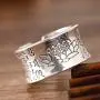 999 Sterling Silver Ring Men Ring Vintage Opening Adjustable Female Women Rings Silver Buddhist Heart Sutra Signet Jewelry