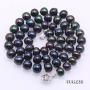 JYX Pearl Necklace Set 8-9mm Dark-Blue Freshwater Pearl Necklace Bracelet and Earrings Jewelry Set