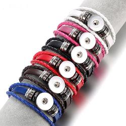 Lovglisten 6pcs Leather Bracelet Bangle for 18mm Snap Button Jewelry (1)