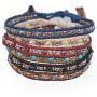 The Woos Seed Beaded Strand Bracelet Woven Braided Cotton Weave Wax Rope Chain Bohemian Charm Wrap Bracelets Retro Rice Adjustable Rope Ethnic Bangles Handmade Friendship Jewelry for Women Girl