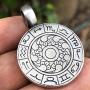 Astrology Jewelry Wheel of Zodiac Talisman Horoscope Gypsy Magic Psychic Fortune Teller Pagan Pewter Womens Mens Pendant Necklace Good luck Charm Protection Amulet for men women Silver Ball Chain