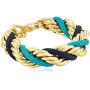 24k Gold Plated Made in New York Turquoise Lapis Solidate Statement Vintage Necklace Rope Chain Earring Pearl Bracelet Gift