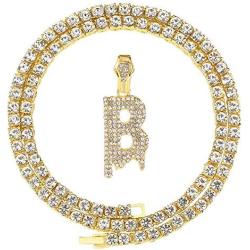 FW Jewelry Bling Iced Out Silver Gold Dripping Initial Letter Pendant Diamond Tennis Chains for Men Women in A to Z