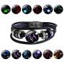 Punk Alloy Leather Bracelet Constellation Bracelet Braided Rope Bracelet Bangle Elastic Bracelets Wristbands for Women & Men 2 Piece Set