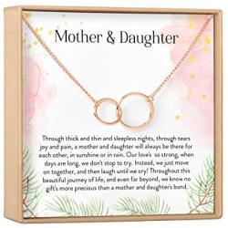 Mother Daughter Gift Necklace, Mothers Day Gift, Gifts for Mom, Mom Necklace, 2 Asymmetrical Circles (rose-gold-plated-brass, NA)