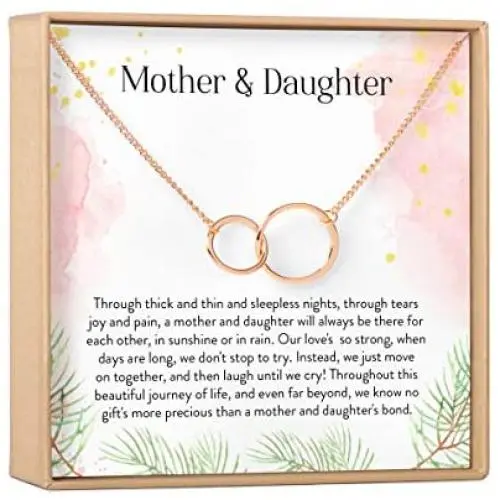 Mother Daughter Gift Necklace, Mothers Day Gift, Gifts for Mom, Mom Necklace, 2 Asymmetrical Circles (rose-gold-plated-brass, NA) Mother Daughter Gift Necklace, Mothers Day Gift, Gifts for Mom, Mom Necklace, 2 Asymmetrical Circles (rose-gold-plated-brass, NA)