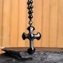 DUOVEKT Natural Obsidian Cross Amulet Pendant Necklace Hand Carved Pendant with Lucky Free Beads Chain for Women Men Jewelry