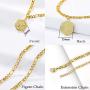 Harlermoon Initial Necklace Anklet Bracelet 18K Gold Plated Figaro Link Chain Bracelet Hexagon A-Z Monogram Letter Charms Jewelry Set for Women Girls