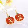 iWenSheng Halloween Pumpkin Earrings Red - Hypoallergenic Crystal Dangle Earring for Women Holiday Night Costume Jewelry Smiling Face Pumpkin Drop Earrings, Fun and Festive