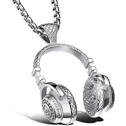 Headphones black Necklace gold Music Pendant silver Hiphop Fashion chain with 24in chain