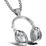 Headphones black Necklace gold Music Pendant silver Hiphop Fashion chain with 24in chain