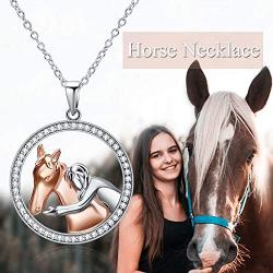 POPKIMI Horse Gifts for Girls Sterling Silver Horse Necklace for Women Birthday Gifts for Horse Lovers