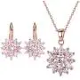 BAMOER 18K Rose Gold Plated Cubic Zirconia Snowflake Lever Back Earrings Necklace Set for Women CZ Jewelry Set BAMOER 18K Rose Gold Plated Cubic Zirconia Snowflake Lever Back Earrings Necklace Set for Women CZ Jewelry Set