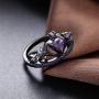 WANGYUSHENG Womens Black Gold Plated Purple Amethyst Cubic Zirconia CZ Princess Crown Tiara Ring Wedding Band