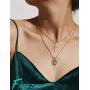 Finrezio 14K Gold-Plated Catholic Christian Jewelry Cross and Virgin Mary Pendant Necklace for Women Multilayer Necklace Set