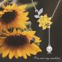 925 Sterling Silver Sunflower Necklace Bee Pendant Necklace for women Girls Dainty Jewelry Gifts
