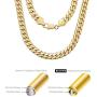 BLICHAIN Cuban Link Chain Necklace or Bracelet with Design Box Clasp for Men Boys 10MM 18K Gold Over Copper Hip Hop Miami Curb Chains 7-30 inch