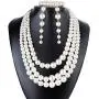 Finrezio Womens Faux Three Multi-Strand Pearl Necklace Long Pearl Dangle Earrings and Bracelet Jewelry Set for Women Finrezio Womens Faux Three Multi-Strand Pearl Necklace Long Pearl Dangle Earrings and Bracelet Jewelry Set for Women