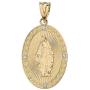 Religious Jewelry by FDJ 14k Yellow Gold Blessed Virgin Mary Miraculous Oval Medal Diamond Pendant (1'')