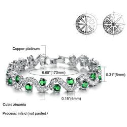 Herinos Women Platinum Plated Cubic Zirconia Tennis Bracelets Wedding Bridal Crystal Bangle