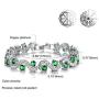 Herinos Women Platinum Plated Cubic Zirconia Tennis Bracelets Wedding Bridal Crystal Bangle