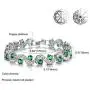 Herinos Women Platinum Plated Cubic Zirconia Tennis Bracelets Wedding Bridal Crystal Bangle